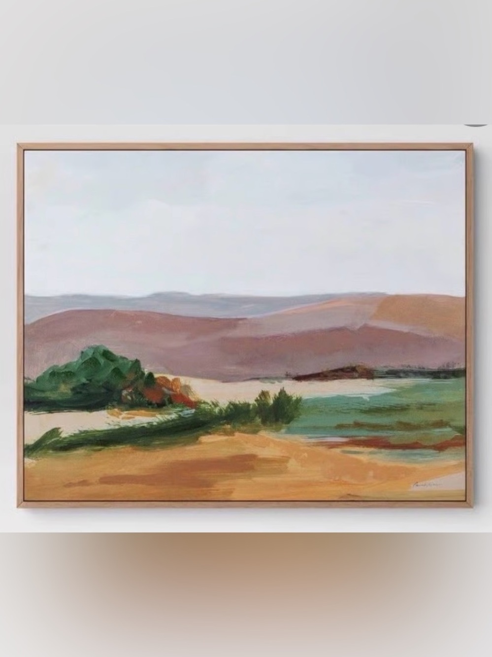 Threshold Framed Abstract Hand painted Landscape Wall Art Natural 30”x24”